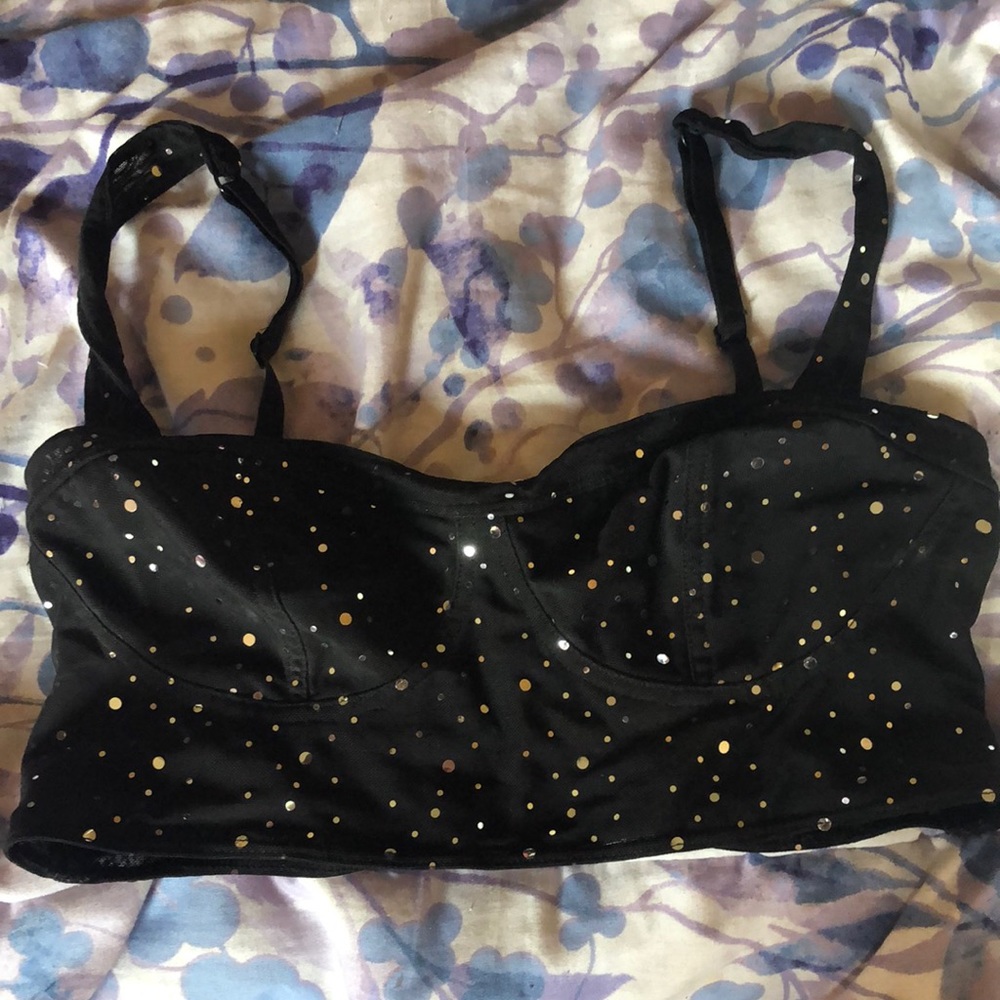 Bralette black lace with sequins with adjustable straps